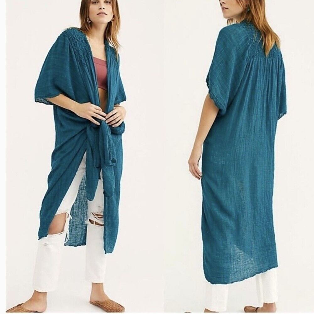 Free People Angelica Teal Kimono Cardigan